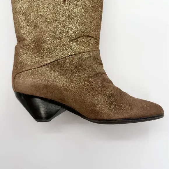 Vintage Casadei Textured Metallic Leather Tall Knee Boots size 6